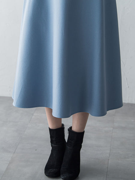 【S/M/L展開】冬仕様 美シルエットロングフレアスカート ≪洗濯機で洗える≫