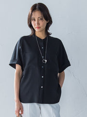 キレイ×リラックス バンドカラーブラウス≪接触冷感/UV/洗濯機で洗える≫