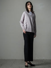 【大きいサイズ/手洗い可能】HIRCUSウールカシミヤVネックニット
