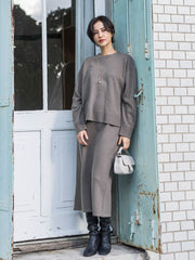 【WEB限定】 ≪洗えるニット≫ラウンドネックニット≪Lサイズあり≫