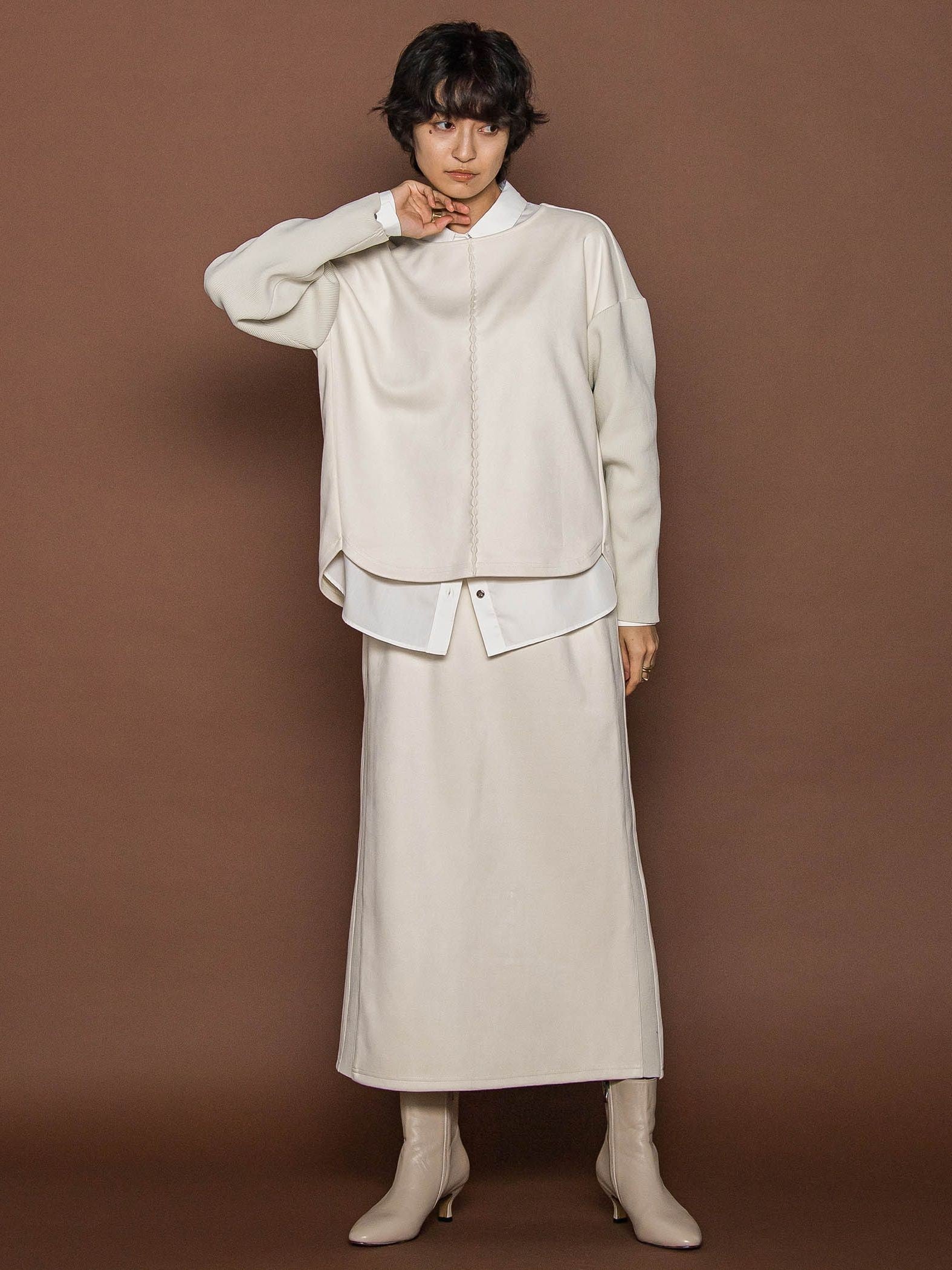 【新色追加】スウェード調×ニットスカートセットアップ≪手洗い可能≫