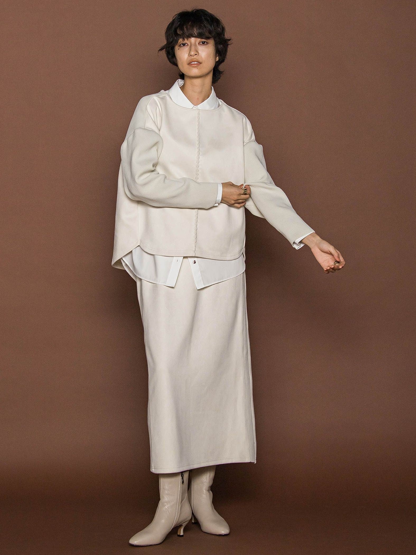 【新色追加】スウェード調×ニットスカートセットアップ≪手洗い可能≫