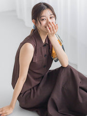ポロ襟ノースリーブニット≪手洗い可能≫