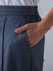 【WEB限定】デニム見えシャンブレーワイドパンツ≪洗濯機で洗える≫