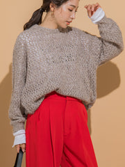 【ざっくりメッシュが可愛い】メッシュラメニット《手洗い可能》