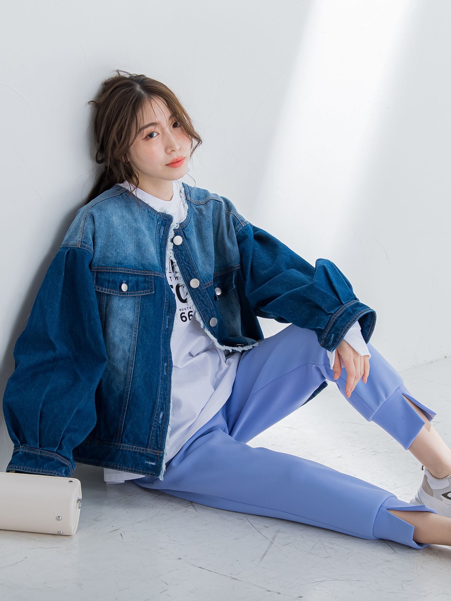 【ビッキー定番/ロングシーズン大活躍の多機能素材/L号サイズ登場!】裾スリットジョガーパンツ《洗濯機で洗える》