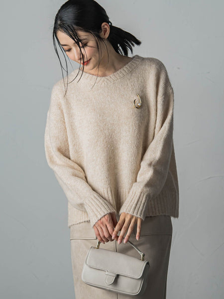 【WEB限定】≪洗えるニット/Lサイズあり≫カジュアルモヘヤニット