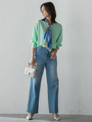 【JAPAN BLUE JEANS】デニムワイドパンツ≪洗濯機で洗える≫
