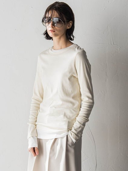 シアーコットンロングスリーブレイヤードTシャツ