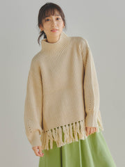 【WEB別注】ブレンドヤーンフリンジニット≪手洗い可能≫