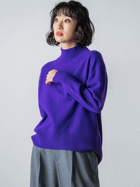 【洗えるニット】ウールカシミヤハイネックプルオーバー