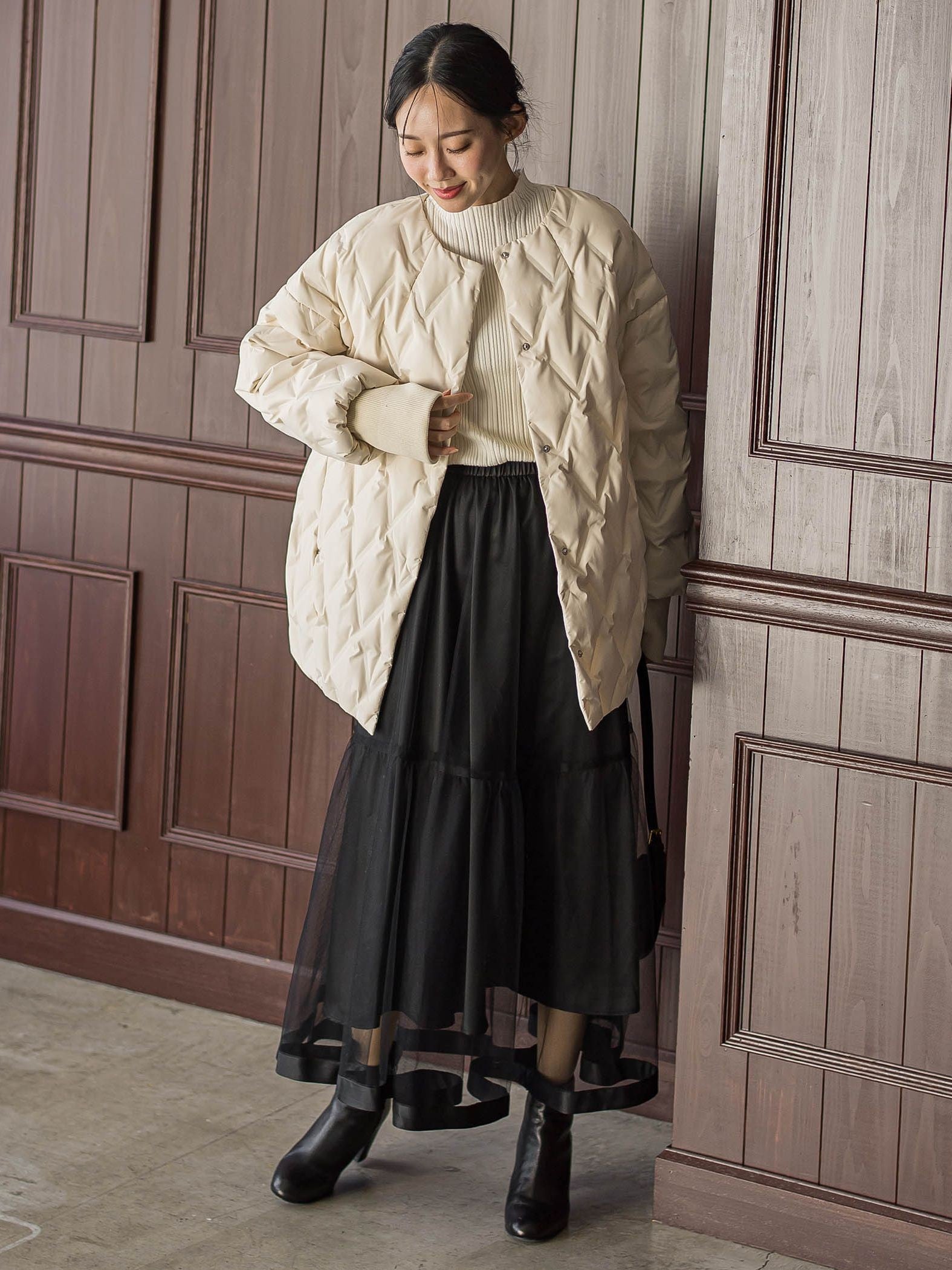 【新色追加】袖ボタンランダムリブニット≪手洗い可能≫