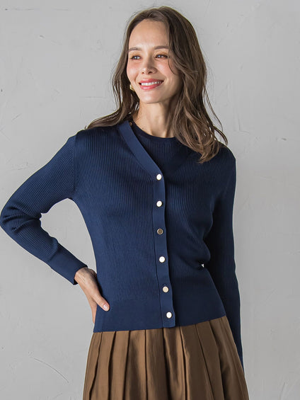 LUCINDAリブカーディガン≪手洗い可能≫