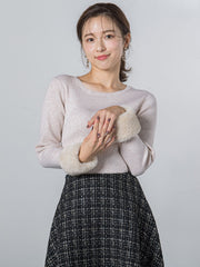 袖ファー付きリブニット≪手洗い可能≫