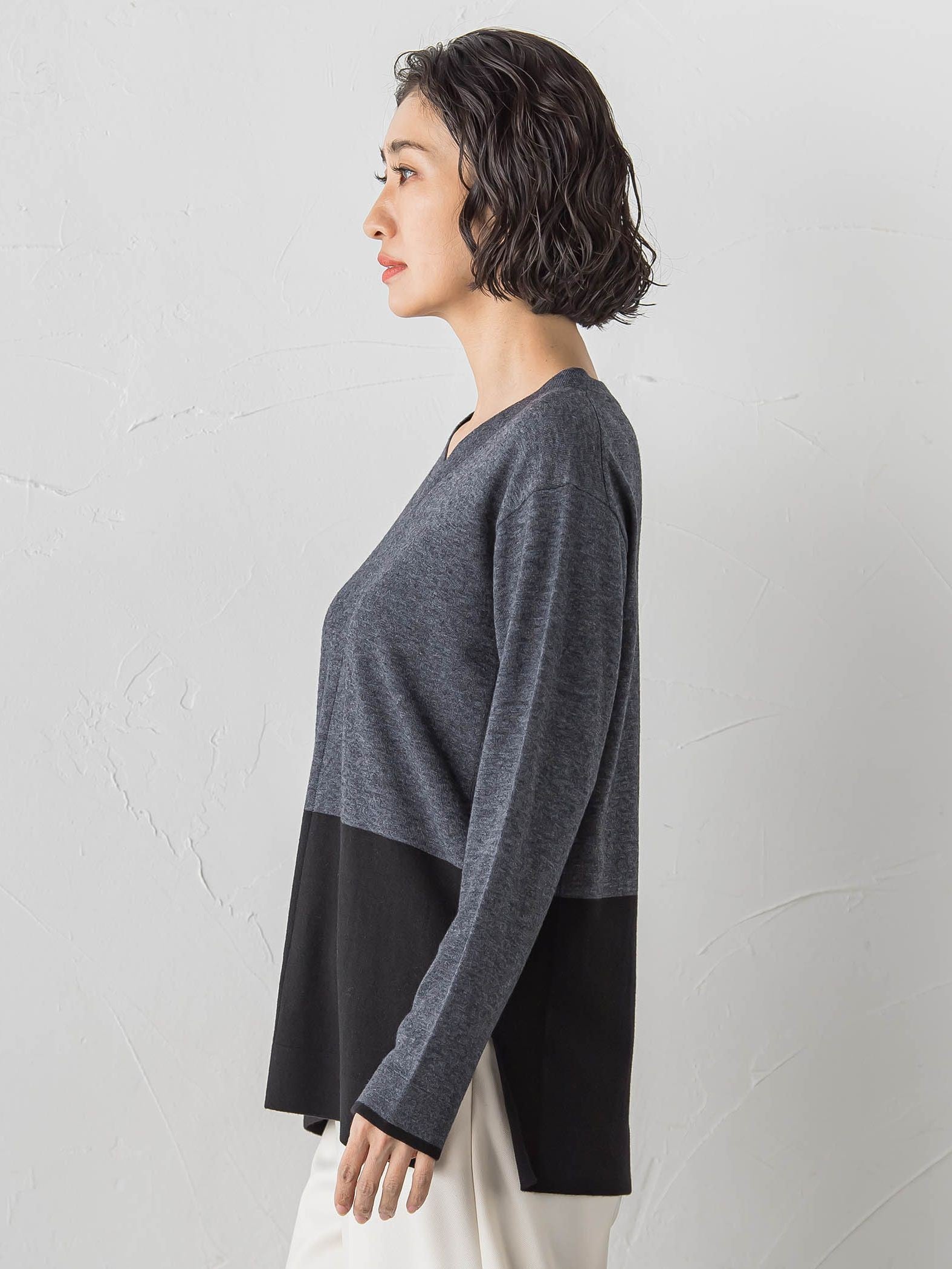 ファインウールVネックニット