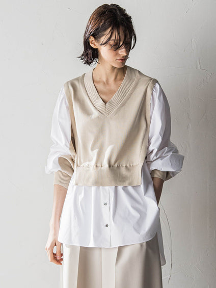 スイッチングニットブラウス