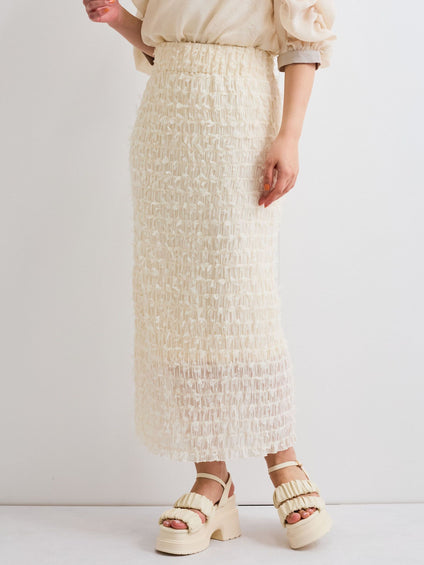 シャーリングシフォンタイトスカート≪手洗い可能≫