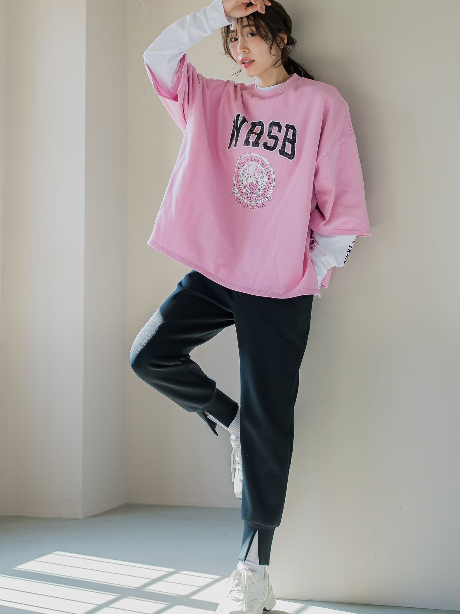 【ビッキー定番/ロングシーズン大活躍の多機能素材/L号サイズ登場!】裾スリットジョガーパンツ《洗濯機で洗える》