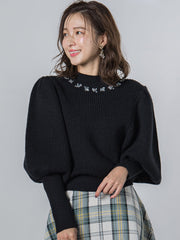 キラキラネックニット≪手洗い可能≫