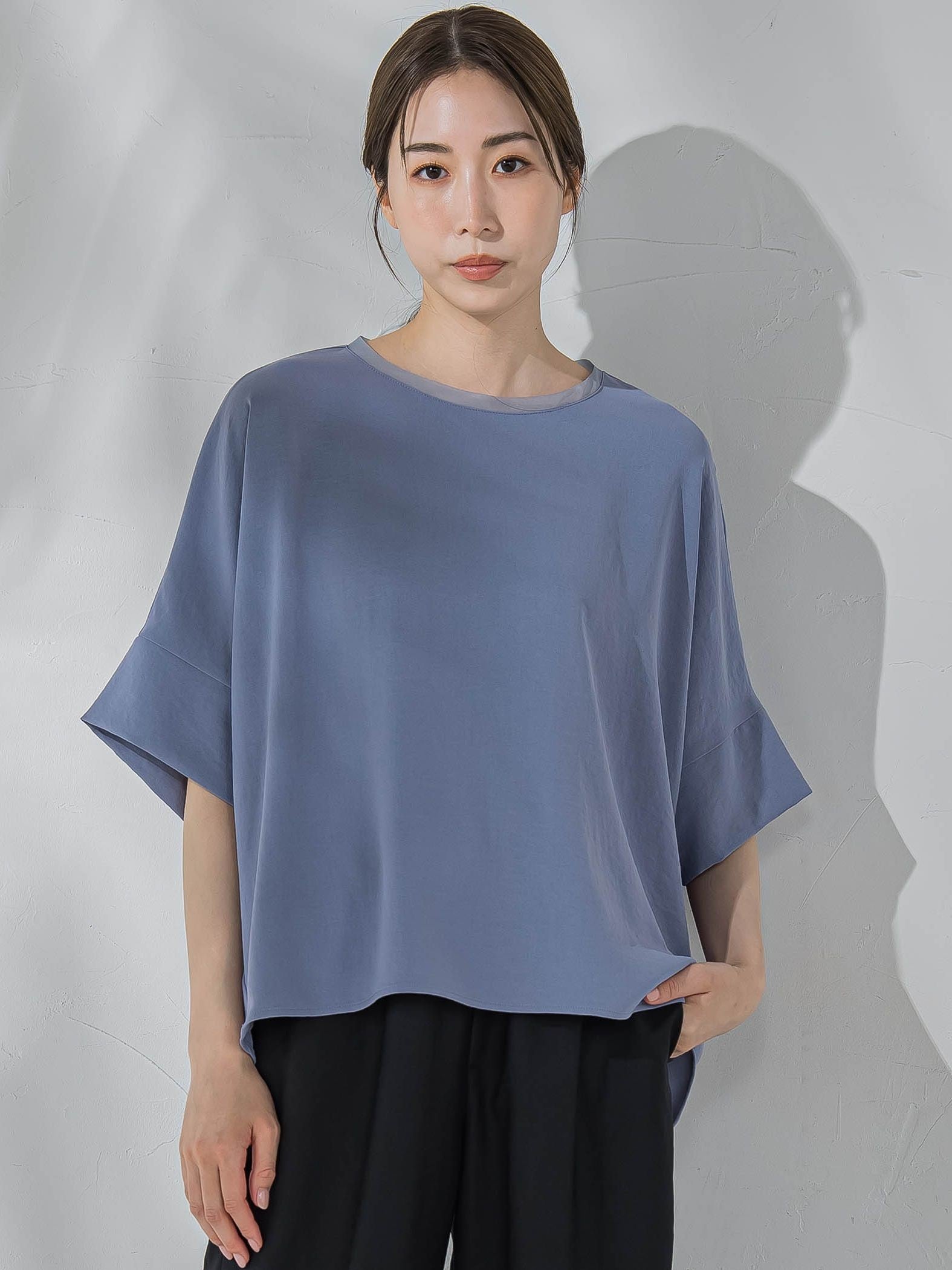 ハイストレッチカットソーブラウス≪洗濯機で洗える≫