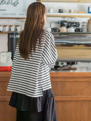 【シンプルだからこそ着まわせる】ボーダールーズカットプルオーバー《洗濯機で洗える》
