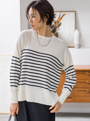 【WEB限定】【洗えるニット】クルーネックベーシックニット≪Lサイズあり≫