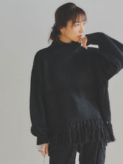 【WEB別注】ブレンドヤーンフリンジニット≪手洗い可能≫