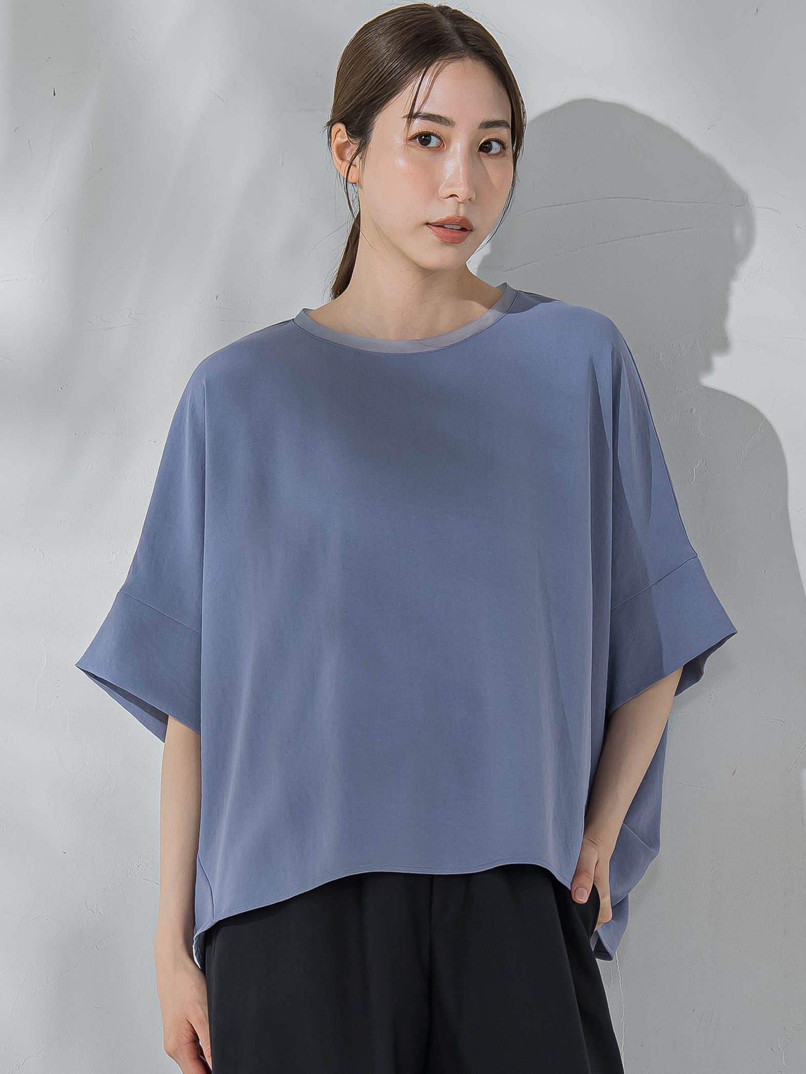 ハイストレッチカットソーブラウス≪洗濯機で洗える≫