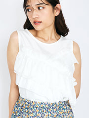 シフォンフリルノースリブラウス≪手洗い可能≫