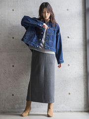 【WEB限定】裏毛×ニット前後ドッキングプルオーバー≪手洗い可能≫
