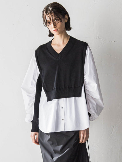 スイッチングニットブラウス