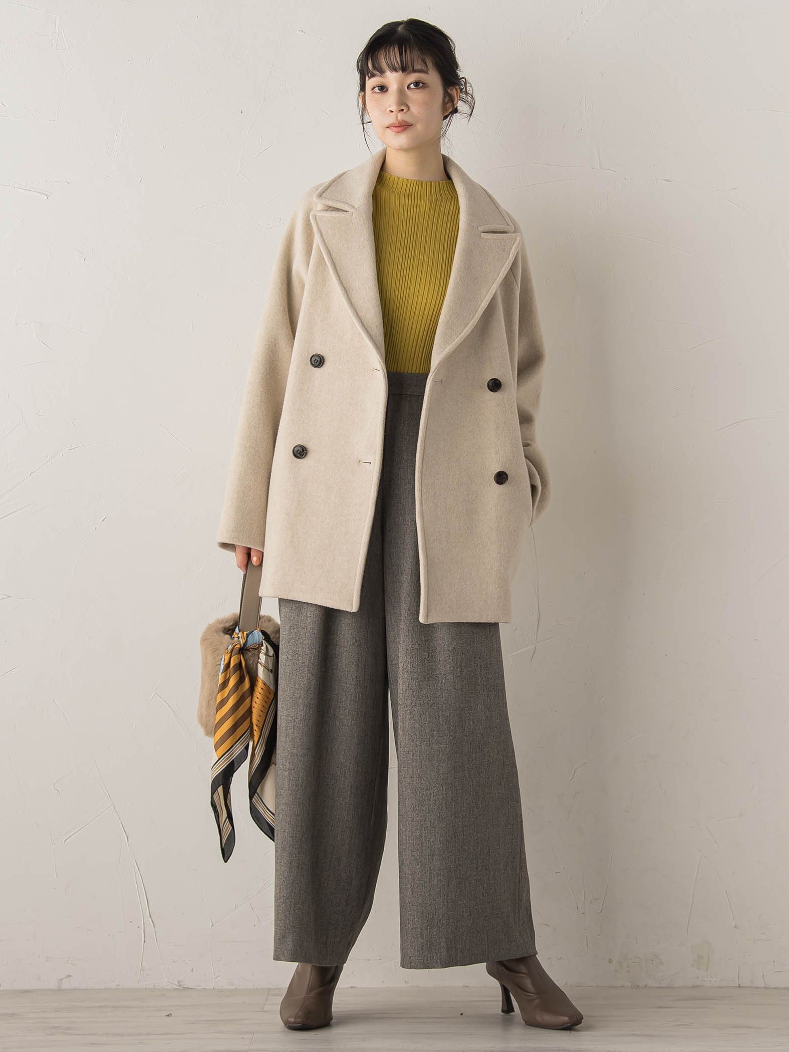 【新色追加】袖ボタンランダムリブニット≪手洗い可能≫