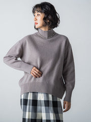 【洗えるニット】ウールカシミヤハイネックプルオーバー