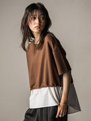 【WEB限定】シャツレイヤード風プルオーバー≪手洗い可能≫