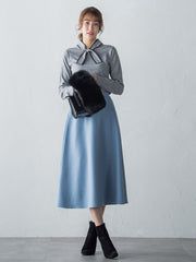 【S/M/L展開】冬仕様 美シルエットロングフレアスカート ≪洗濯機で洗える≫