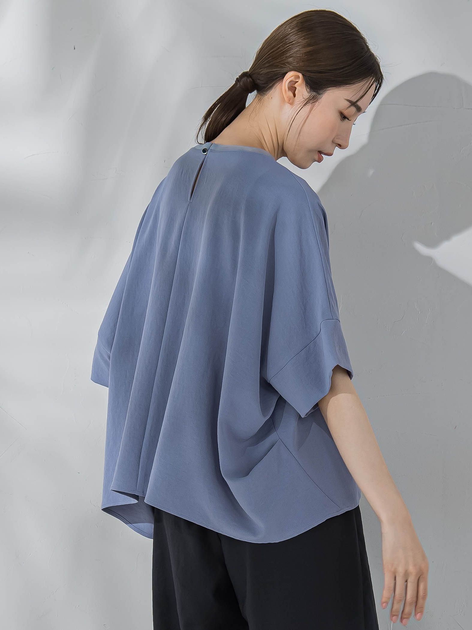 ハイストレッチカットソーブラウス≪洗濯機で洗える≫