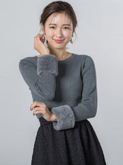 袖ファー付きリブニット≪手洗い可能≫