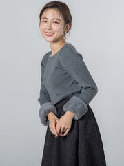 袖ファー付きリブニット≪手洗い可能≫