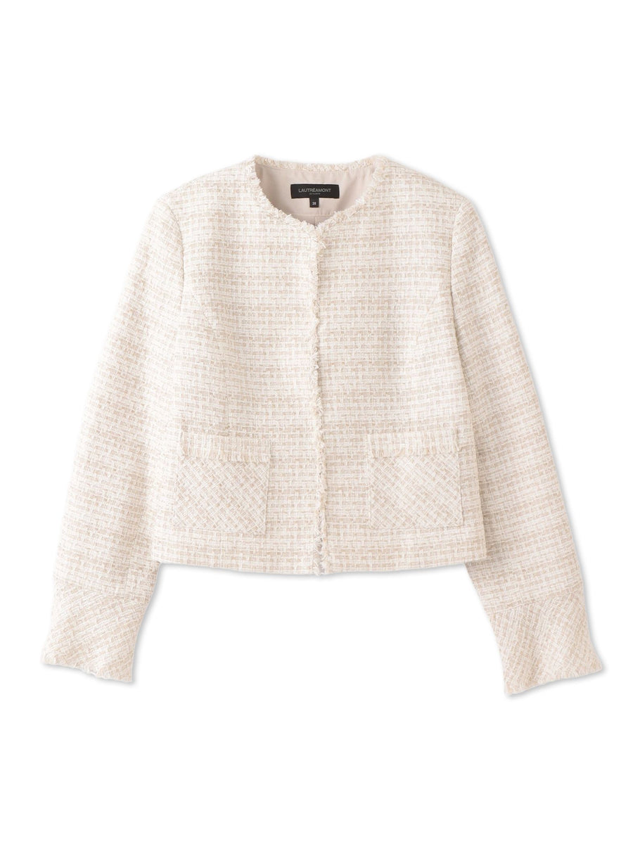 2PLAN フレンチツイードクロップジャケット アイボリー 2PLAN フレンチツイードクロップジャケット アイボリー