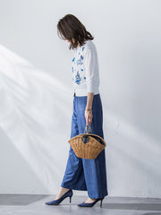 【新色追加】ハーブ刺繍カーディガン≪手洗い可能≫