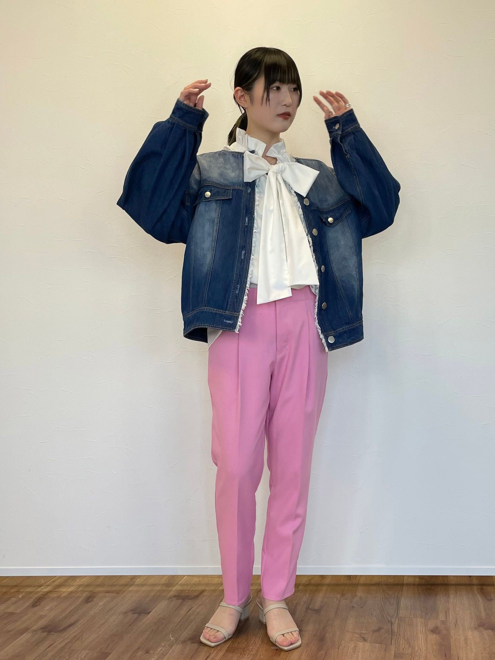 【ビッキー定番/美ライン/カラーパンツ】センタープレスイージーパンツ《洗濯機で洗える》