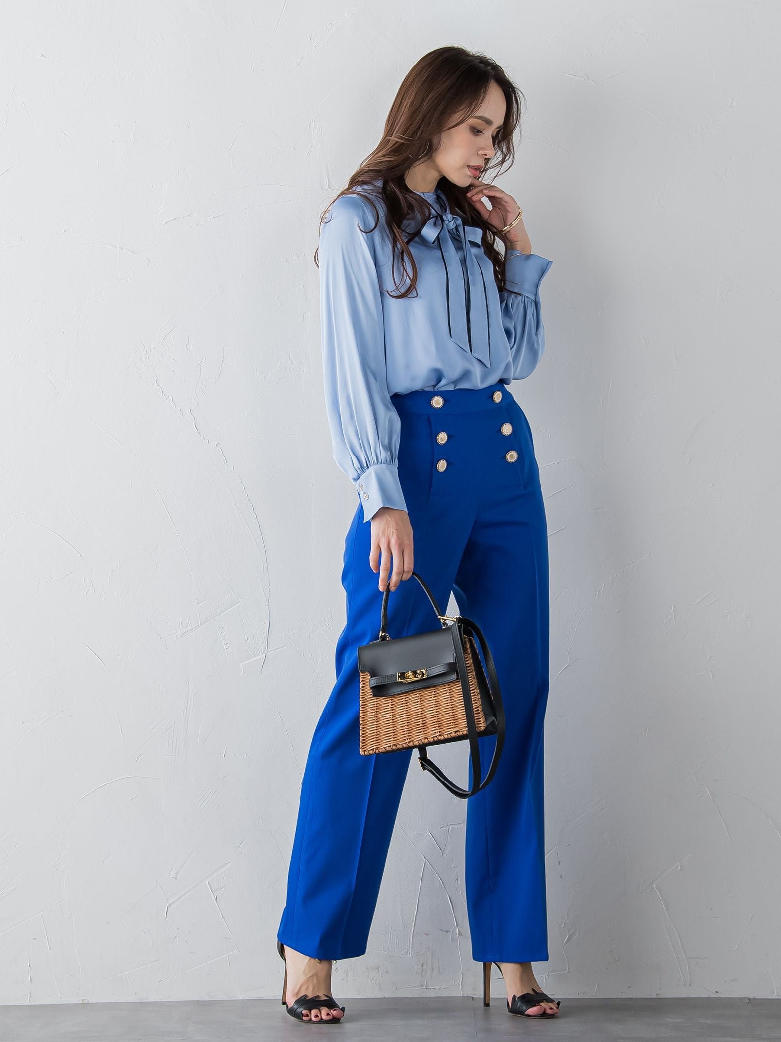 【ECOBLUE】タスランストレッチワイドパンツ≪洗濯機で洗える≫