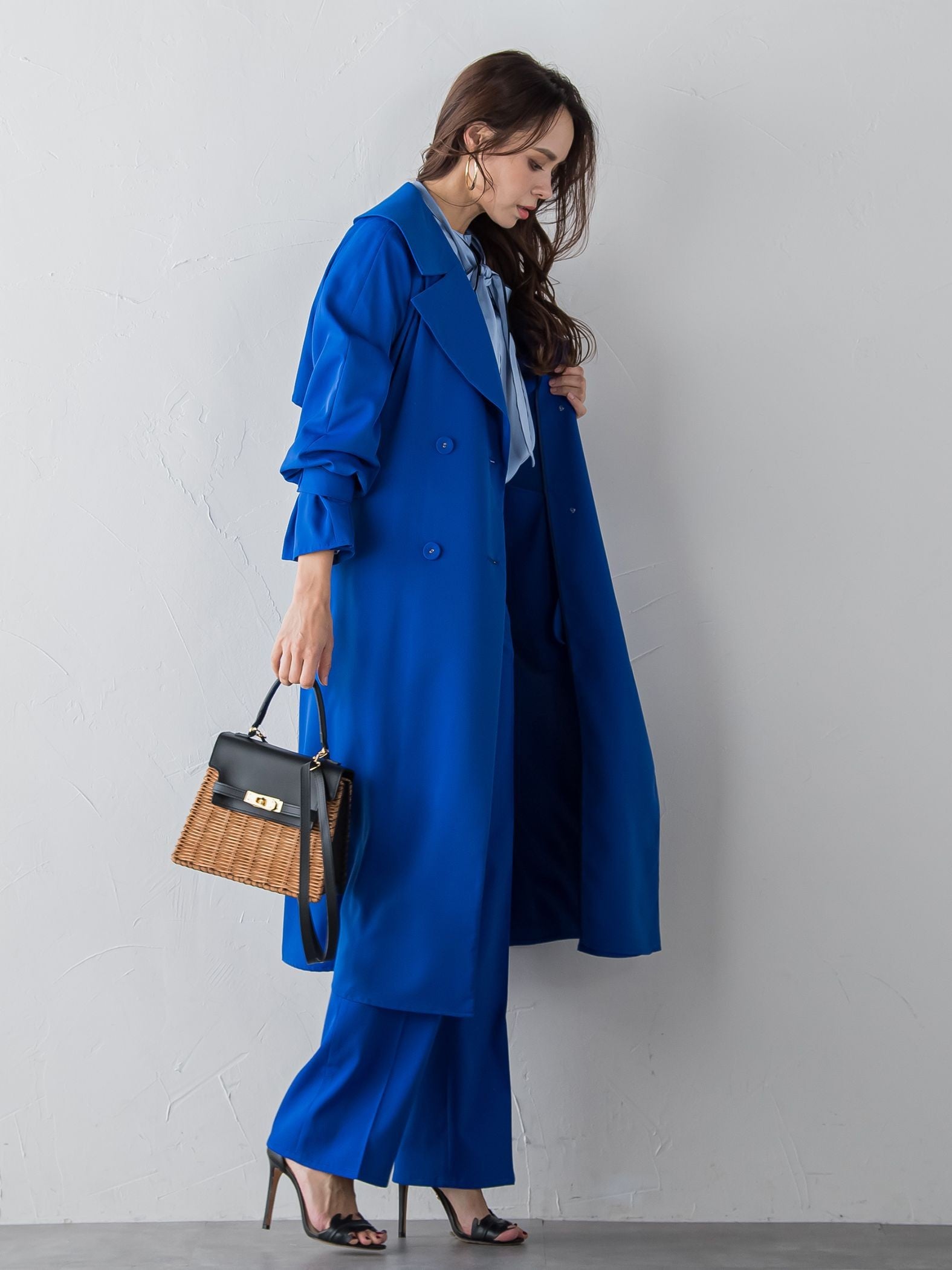 【ECOBLUE】タスランストレッチワイドパンツ≪洗濯機で洗える≫