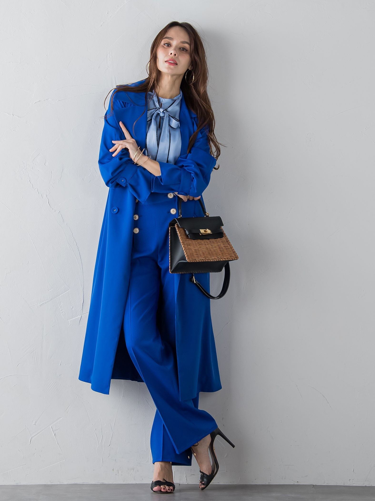 【ECOBLUE】タスランストレッチワイドパンツ≪洗濯機で洗える≫