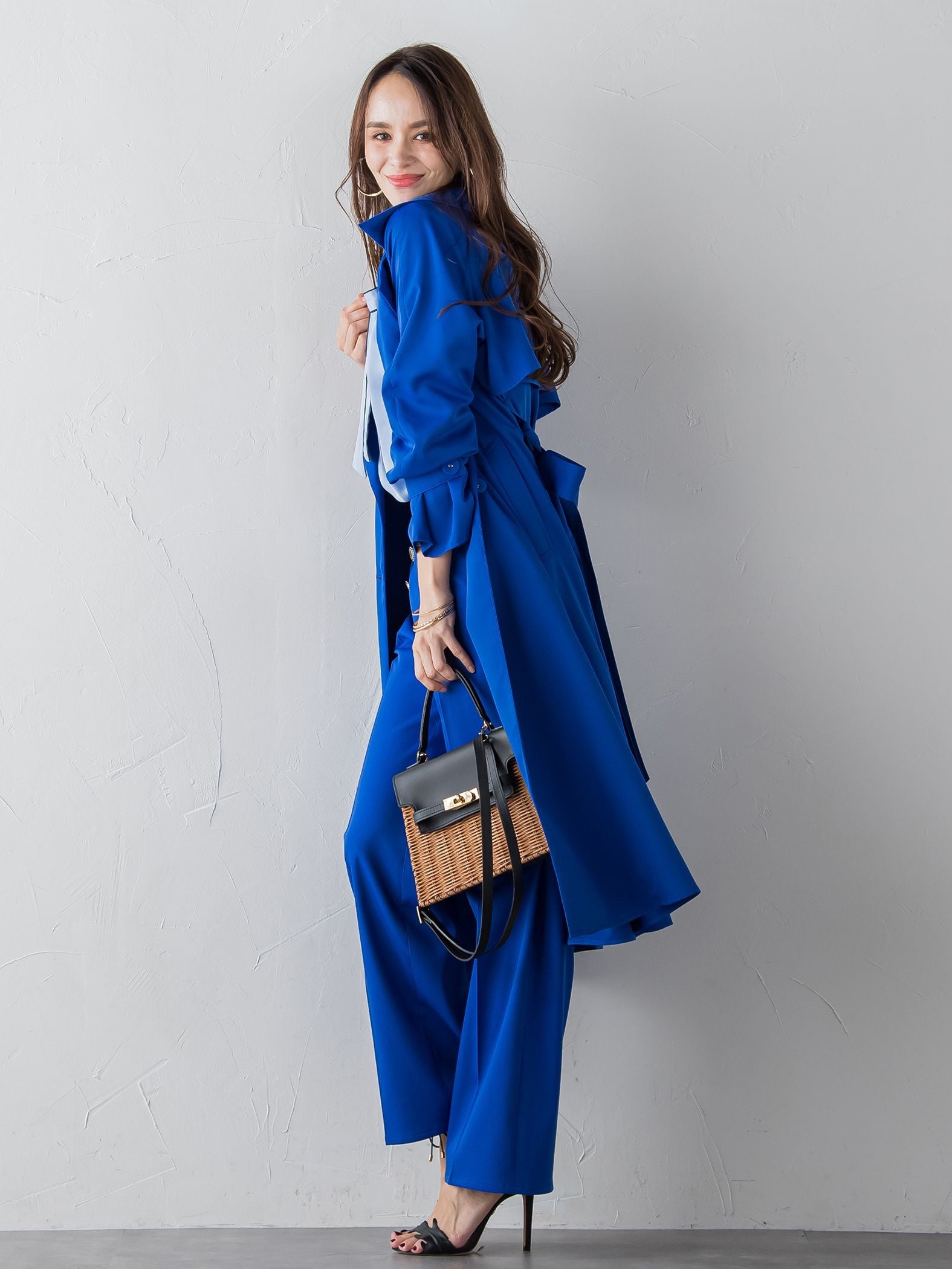 【ECOBLUE】タスランストレッチワイドパンツ≪洗濯機で洗える≫
