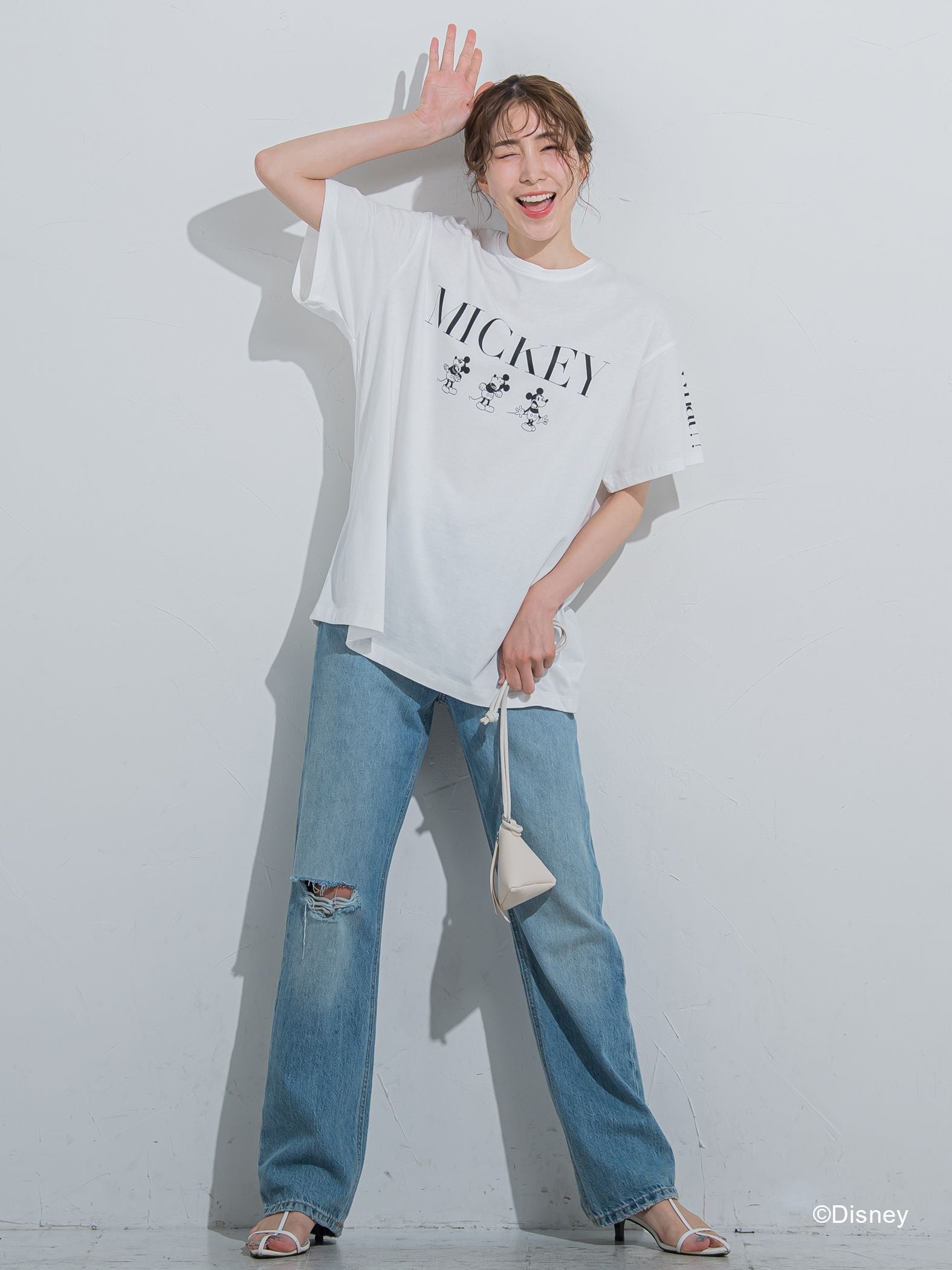 【DISNEY/ディズニー ミッキーマウス】MICKEYオーバーサイズTシャツ《洗濯機で洗える》