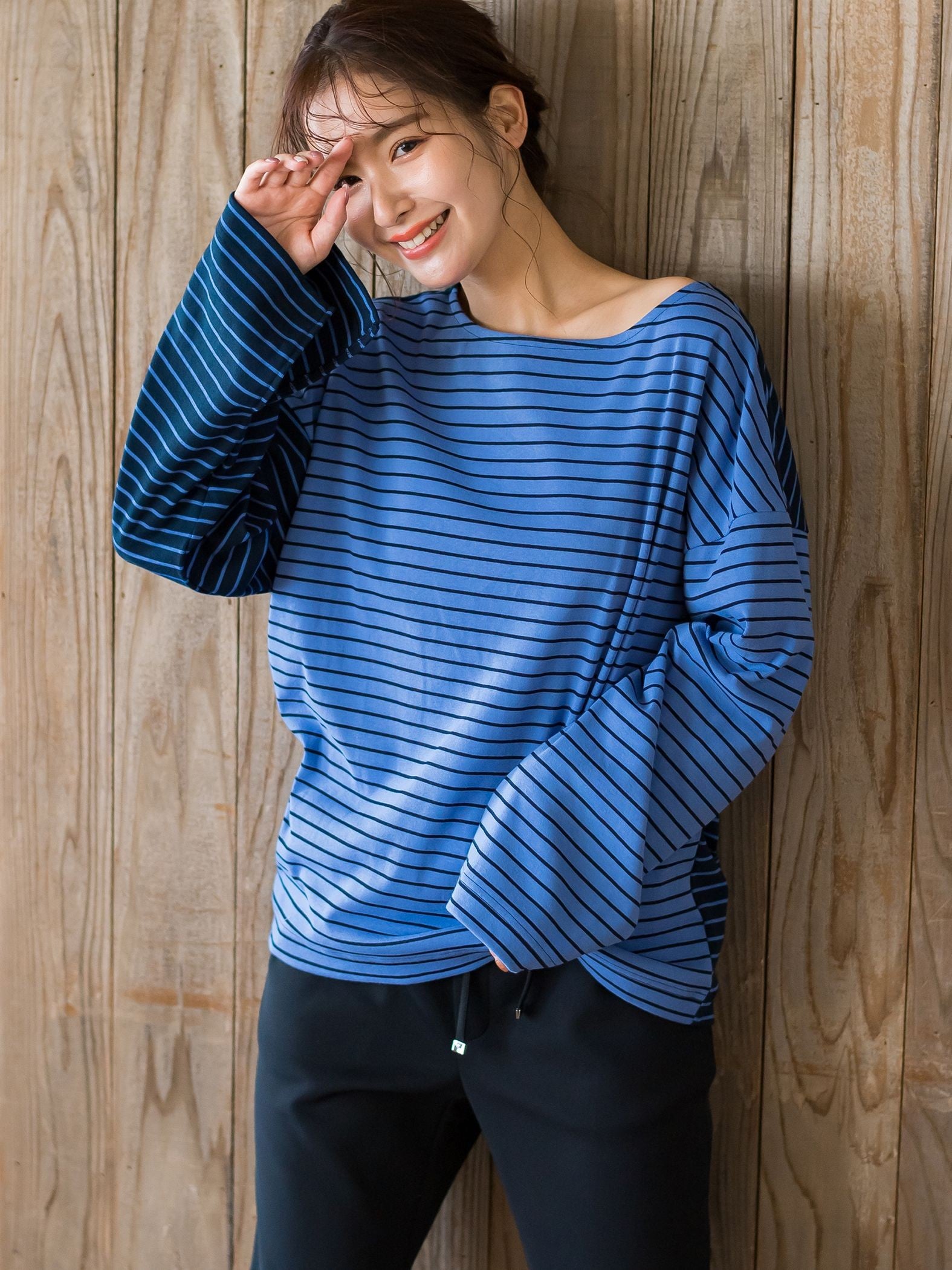 【切り返しのボーダーで遊び心をプラス】ボーダーTシャツ《手洗い可能》