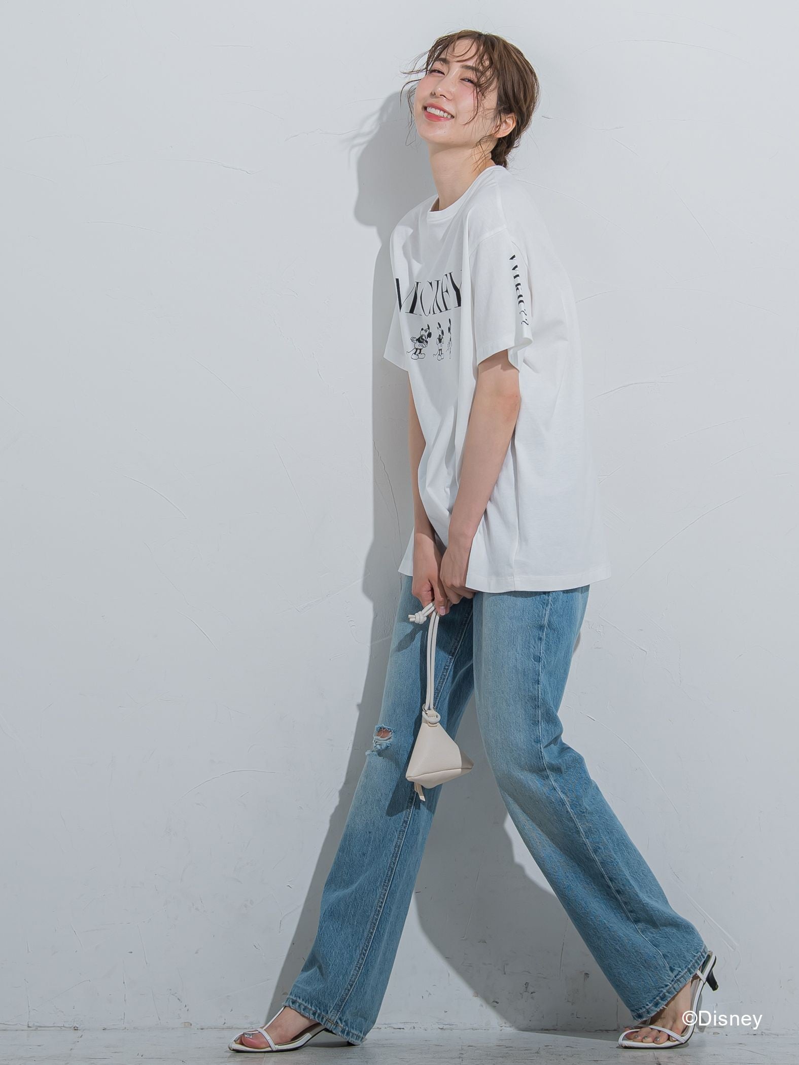 【DISNEY/ディズニー ミッキーマウス】MICKEYオーバーサイズTシャツ《洗濯機で洗える》
