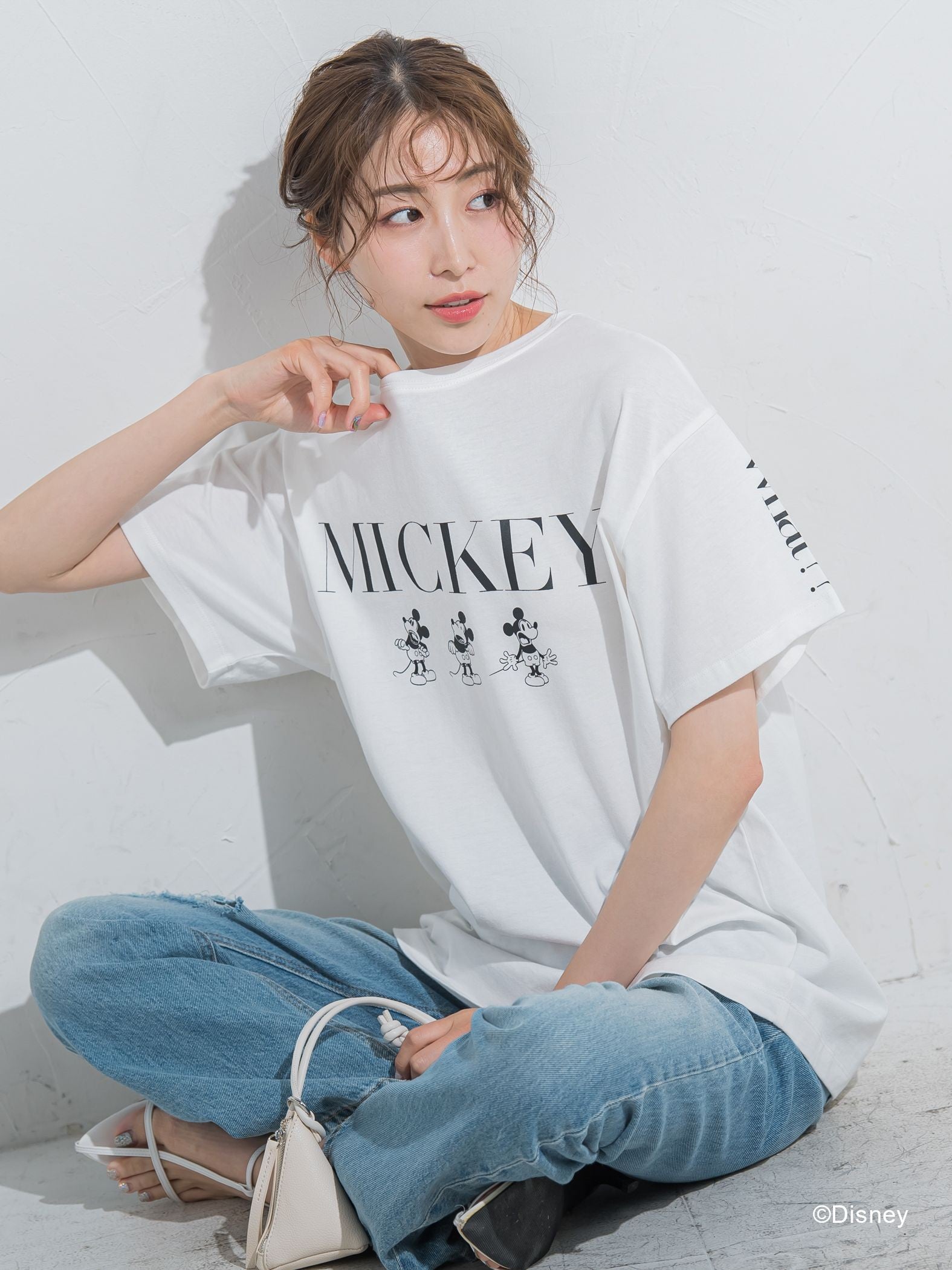【DISNEY/ディズニー ミッキーマウス】MICKEYオーバーサイズTシャツ《洗濯機で洗える》
