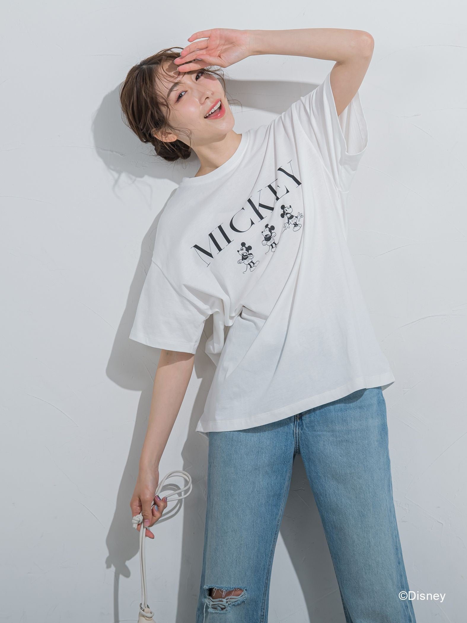 【DISNEY/ディズニー ミッキーマウス】MICKEYオーバーサイズTシャツ《洗濯機で洗える》